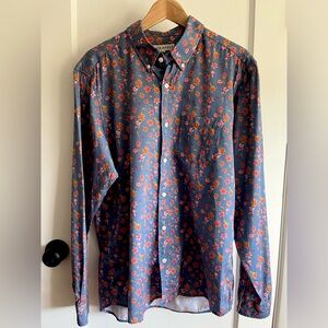Far Afield Mod Button Down L/S Shirt Blue Navarro Floral L